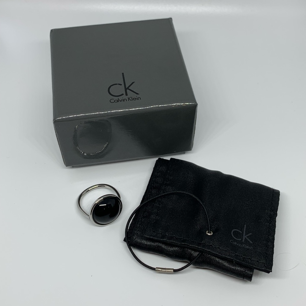 NWOT Original Calvin Klein ring, black stone Size 8 approximately